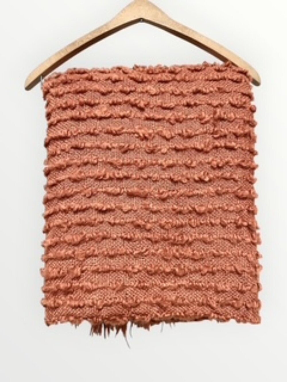 Artisan NY Home Throw Blanket Fringe Chunky Texture Weave Burnt Orange 50inX60in